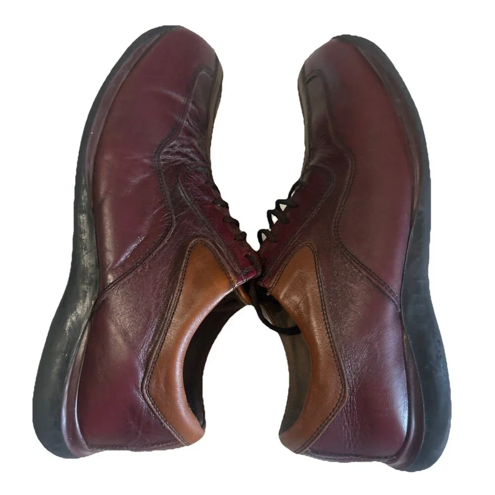 Memphis Mens Brown Leather Oxford Classic Lace Up Stitched Bicycle Toe Size 44